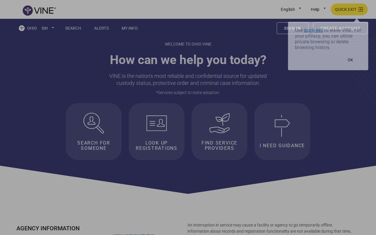 Lawrence County VINELink inmate release check screen